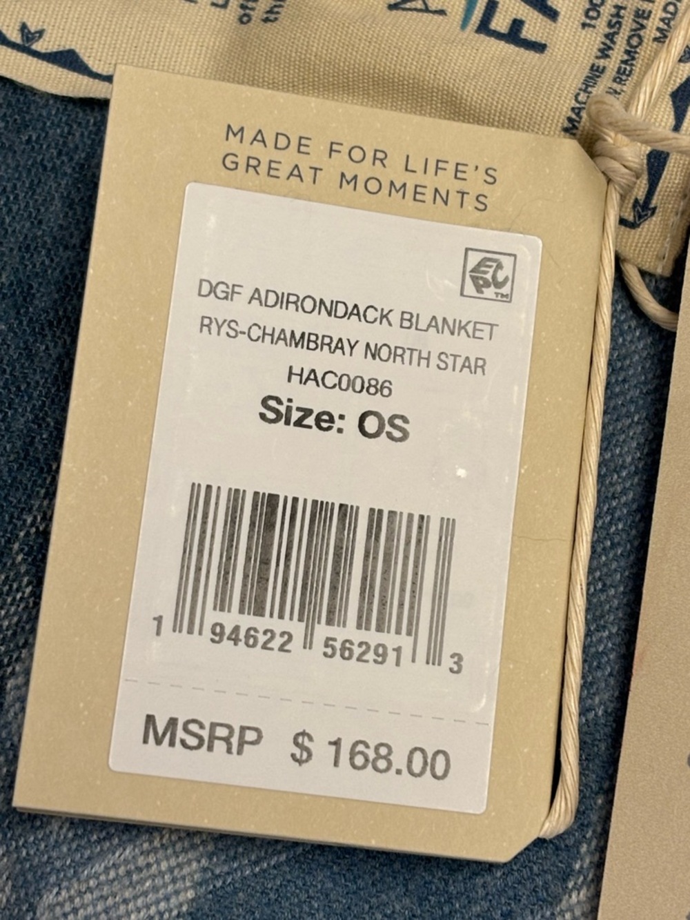 Faherty Adirondack Blanket, Chambray North Star - 52”x72” - Picture 6 of 6